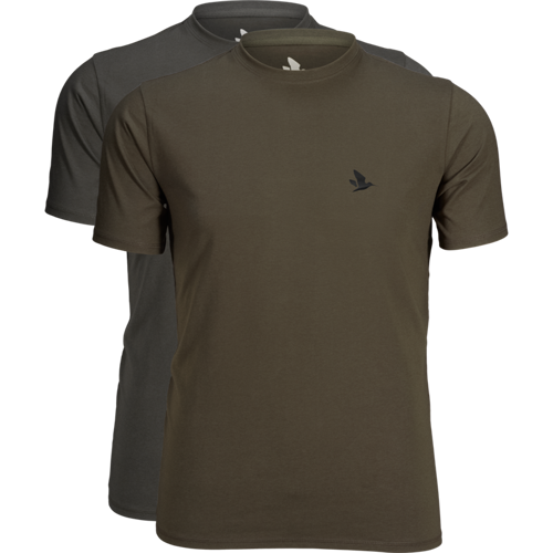 Seeland Outdoor 2-pack t-shirt | Raven/Pine green