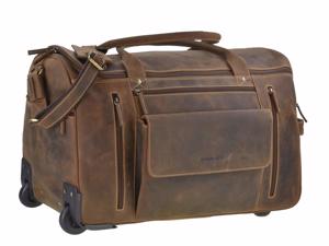 Greenburry Rejsetaske læder med hjul 54x37cm "Vintage" antik brun